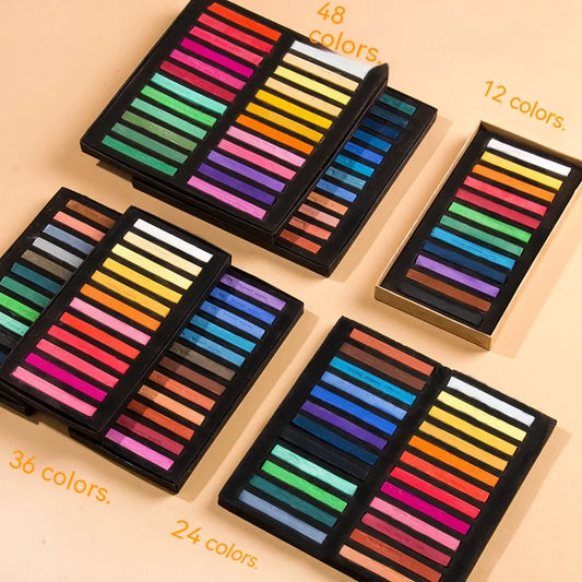 12/24 Colors Soft Masters Pastel Colored Chalk Square Drawing Sketch Stick Crayons for Students Beginners Art Supplies