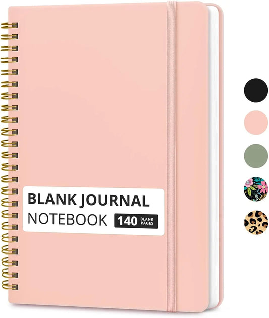 Blank Spiral Journal Notebook for Women & Men, 140 Pages, Sketch Book, A5(5.7" x 7.9") – Pink