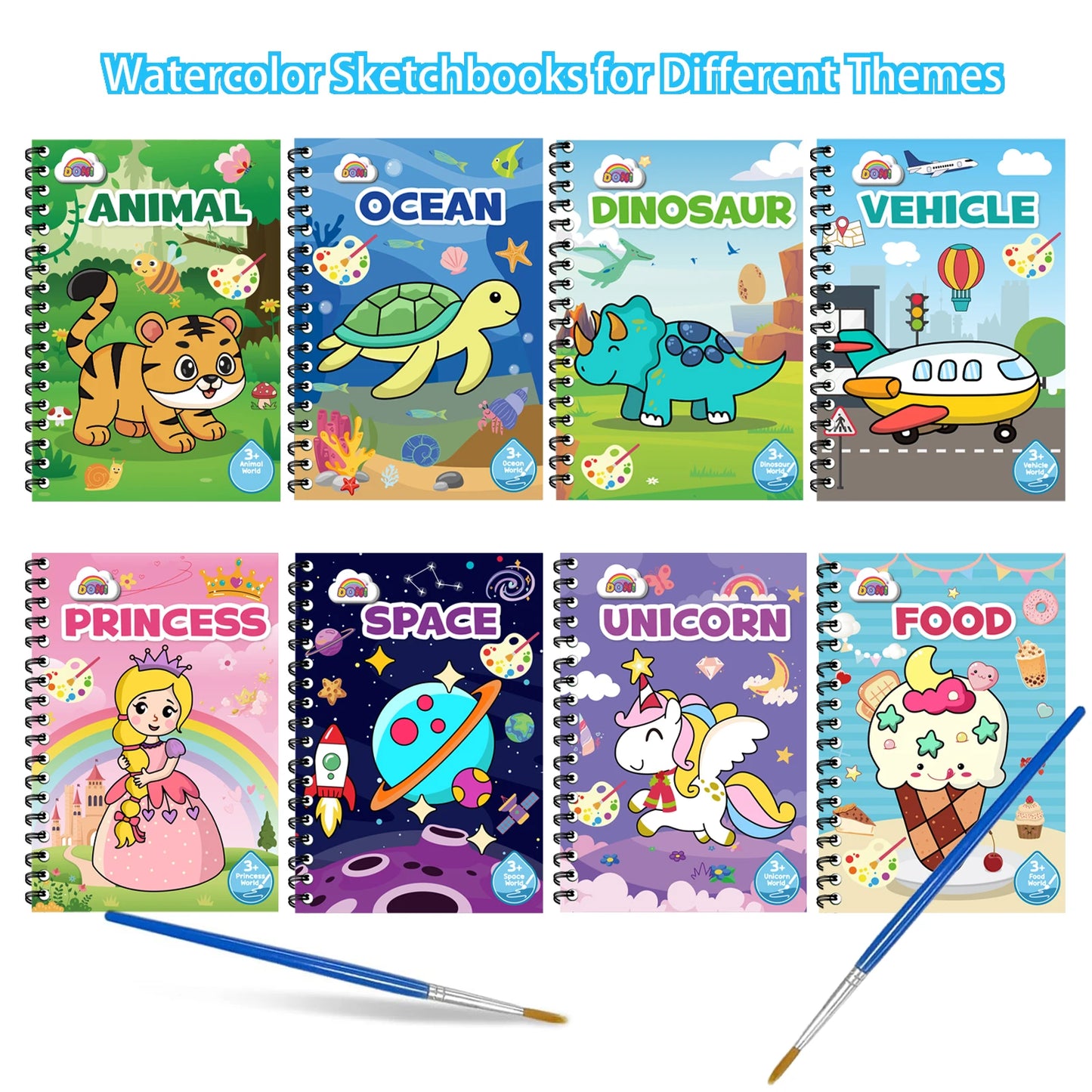 Children's Erasable Watercolor Drawing Pad, Colorful Doodle Book, Reusable for Kindergarten Coloring