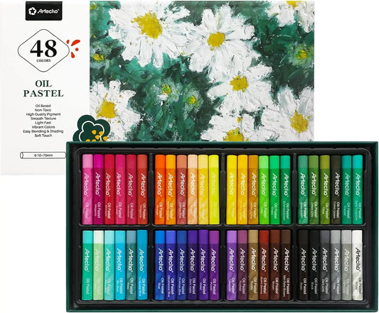 48 Soft Oil Pastels Set for Art Painting, Drawing, Blending, Art Supplies for Artists, Beginners